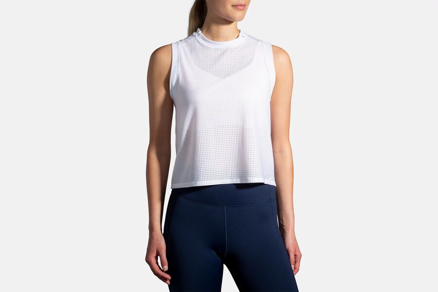 Brooks Women's Further Tank Tops White ( AGDXF9436 )